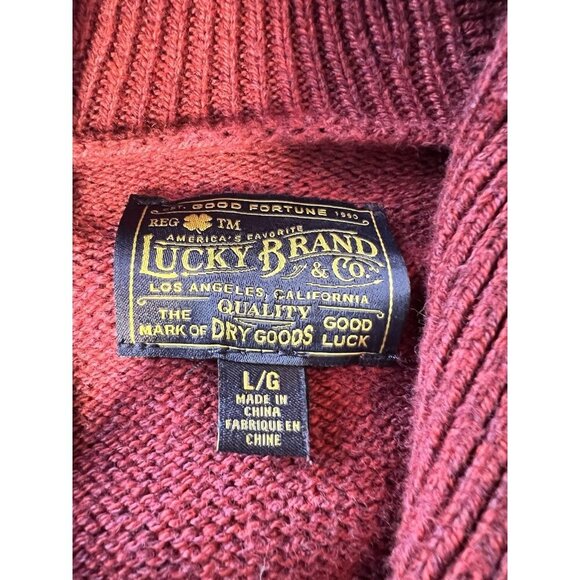 Lucky Brand Women’s Button Up Cardigan LG Cowl Neck Red Black Aztec Western - Picture 5 of 8